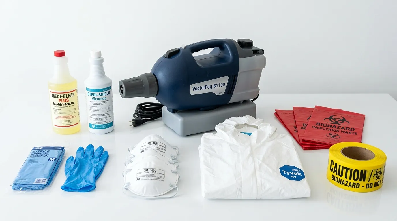 Professional biohazard remediation crew working in Xenia